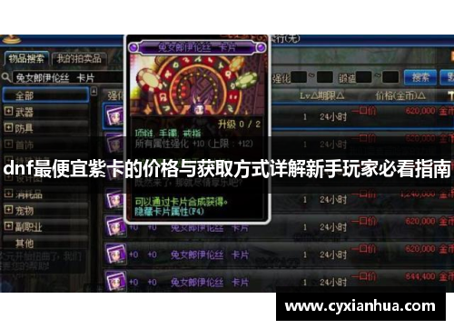 dnf最便宜紫卡的价格与获取方式详解新手玩家必看指南